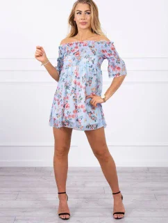 Španělské šaty s květinovým motivem modré