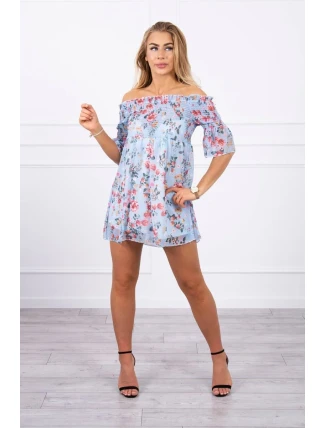 Španělské šaty s květinovým motivem modré Španělské šaty s květinovým motivem modré