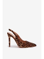 Zdobené Sandály Na Jehlách Panthera Hnědé Kemonia