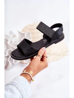 Klasický kožené sandály s cvočky Černá Shelly Klasický kožené sandály s cvočky Černá Shelly