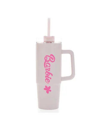 BARBIE - světle růžový cestovní hrnek s průhledným víčkem 900 ml  