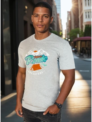 Pánské šedé tričko s potiskem FashionStreet RX5401