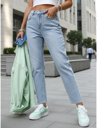 Dámské džíny mom fit s vysokým pasem modré FashionStreet UY2895