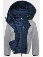 Tmavě modro-šedá sportovní pánská bunda z různých spojených materiálů (8M910-215) Tmavě modro-šedá sportovní pánská bunda z různých spojených materiálů (8M910-215)