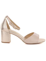 Béžové a zlaté dámské sandály na jehlovém podpatku Potocki LE20339