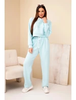 Dámská souprava máslová mikina s límečkem a rovné kalhoty mátová Dámská souprava máslová mikina s límečkem a rovné kalhoty mátová