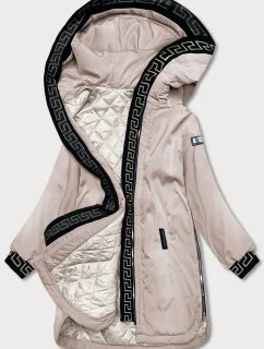 Světle béžová dámská bunda s ozdobnou lemovkou (B8150-51)