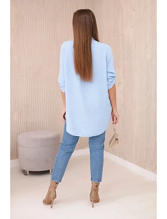 Halenka s prodlouženým zadním dílem modrý