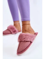 Dámské zateplené pantofle s kožíškem Tmavě růžové Franco