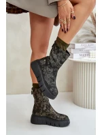 Dámské Kožené Boty Na Masivní Platformě Maciejka 06766-09 Khaki