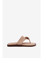 Dámské ploché žabky s ozdobou eko semiš béžové Selvessa