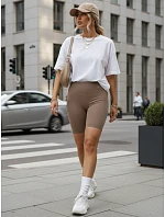 Dámské cyklistické šortky s vysokým pasem, béžové, FashionStreet SY0571 Dámské cyklistické šortky s vysokým pasem, béžové, FashionStreet SY0571