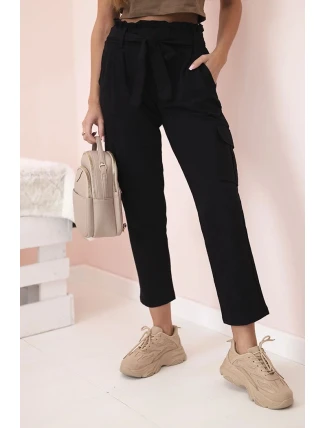 Dámské cargo kalhoty s vysokým pasem černý