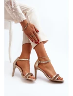 Zazoo 3328/2 Dámské Kožené Sandály Na Podpatku Zlaté Zazoo 3328/2 Dámské Kožené Sandály Na Podpatku Zlaté