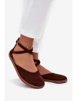 Dámské semišové baleríny Barefoot s pásky Zazoo 191 čokoládové Dámské semišové baleríny Barefoot s pásky Zazoo 191 čokoládové