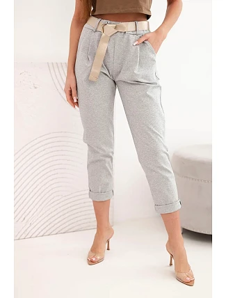 Kalhoty Punto s páskem šedý melanž Kalhoty Punto s páskem šedý melanž