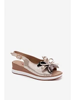 Kožené sandály na platformě s ozdobou S.Barski GR61-5988 Zlaté