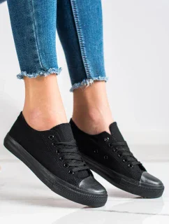 Luxusní  tenisky černé dámské bez podpatku