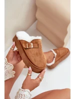 Dámské pantofle na silné podrážce s kožešinou a sponou Camel Linneola