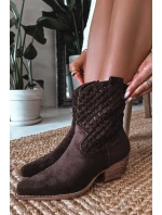Dámské otevřené kotníkové boty na podpatku Čokoládové Ferissa