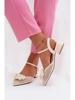 Dámské sandály na klínku s ozdobným detailem světle béžové Vionessa