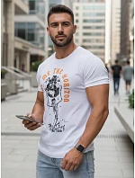 Pánské bavlněné bílé tričko s potiskem FashionStreet RX5619