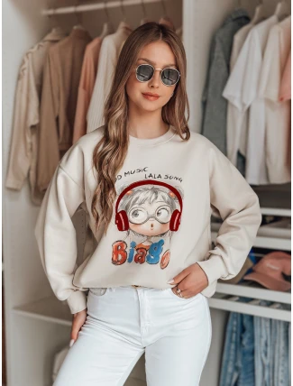 Dámská mikina s potiskem LALA VIBE beige FashionStreet BY1506