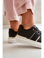 Módní dámské sneakers na platformě z eko kůže černé Nevisase