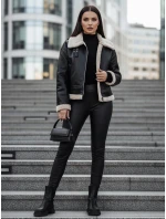 Dámská kožená bunda s ovčí kůží SHEREB black FashionStreet TY4756z