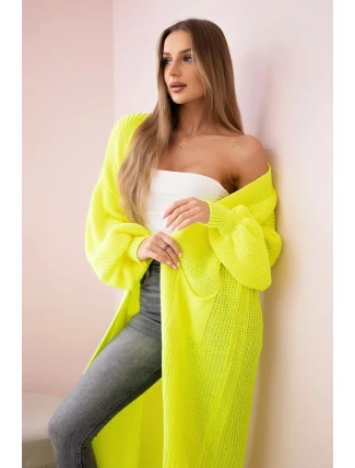 Svetr dlouhý kardigan žlutá neon