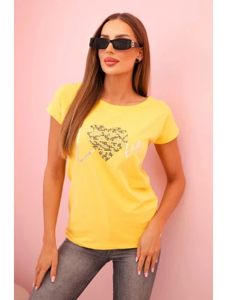 Dámská bavlněná blůza s krátkým rukávem a potiskem „Stay Wild” žlutá