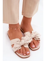 Plné Dámské Pantofle S Mašlí Béžové Tobin