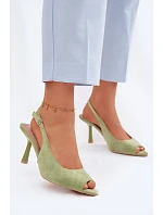 Dámské sandály na jehlovém podpatku Eko semiš zelené Sevina