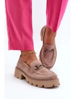 Robustní dámské béžové semišové mokasíny Neloria Robustní dámské béžové semišové mokasíny Neloria