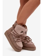 Dámské sněhule D.Franklin na platformě s kožešinou – béžové