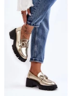 Dámské polobotky na podpatku 2646-4 model 189877 Zlatá s černou - Sweet Shoes