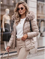 Dámská prošívaná zimní bunda s kapucí MIRIAL béžová FashionStreet TY3770