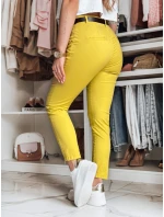 Dámské kalhoty slim fit s páskem LINESKA hořčicová FashionStreet UY2579