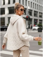 Dámská přechodná bunda oversize s kapucí ecru FashionStreet TY5592