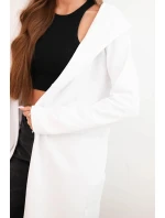 Dámská mikina z bavlny s kapucí a prodlouženým předním dílem bílá