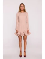 M880 Šaty s volánkovým lemem - béžové M880 Šaty s volánkovým lemem - béžové