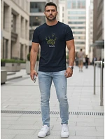 Pánské bavlněné tričko s originálním potiskem, tmavě modré, FashionStreet NX0149R Pánské bavlněné tričko s originálním potiskem, tmavě modré, FashionStreet NX0149R