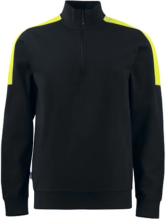 ProJob 2128 Sweatshirt 1/2 Zip Těžká pracovní mikina Doubleface s 1/4 zipem 64.2128 black/yellow