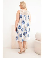 Dámské šaty Plus Size z viskózy s květinovým vzorem a krajkovým výstřihem béžová