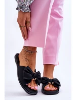 Dámské kožené pantofle s mašlí černé Becky