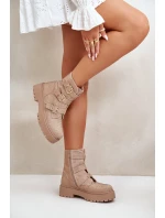 Zateplené dámské boty se zdobením béžové Ciascia