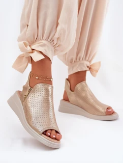 Dámské Sandály Na Klínu Zlaté Mevinette