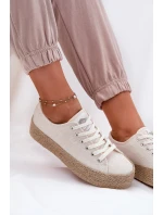 Dámské Tenisky Na Platformě S Pletením Lee Cooper LCW-25-02-3284 Světle Béžové Dámské Tenisky Na Platformě S Pletením Lee Cooper LCW-25-02-3284 Světle Béžové