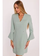 M876 Šaty s širokými manžetami - mátové