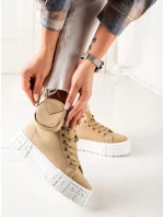 Designové tenisky hnědé dámské bez podpatku Designové tenisky hnědé dámské bez podpatku